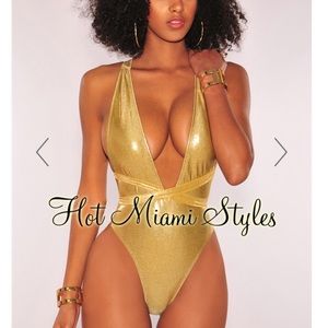 Gold metallic Hot Miami Styles one-pice swimsuit